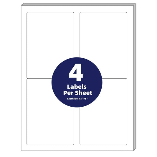 Half Sheet Shipping Labels, White 3.5 x 5 Inches