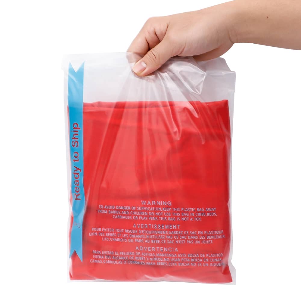 Strong Self Seal Clear Poly Bags with Suffocation Warning, 9"x12"