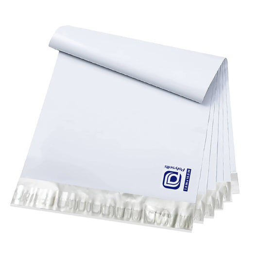 Poly Mailers Shipping Envelopes (White x Silver, 7.5x10.5 Inch)