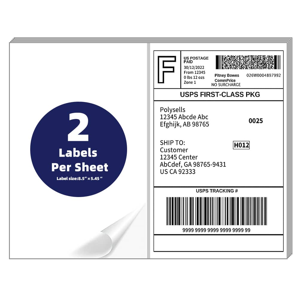 Self Adhesive Address Shipping Labels, 8.5" x 5.5"